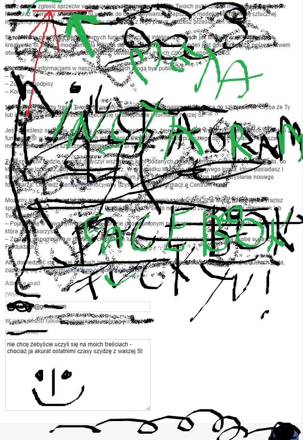 Formularz protestu, zamazany żeby AI nie mogło odczytać jak wrzucę jako post - czytelne zgłoś sprzeciw  